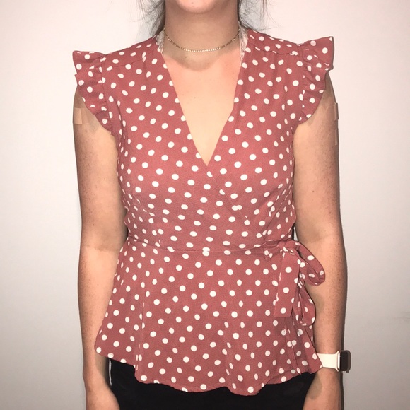 Wrap Around Orange Peplum Top - Picture 1 of 1